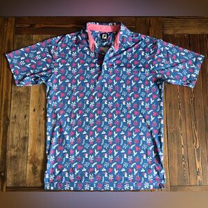 FOOTJOY • FJ Jungle Leaves Lisle Self Collar pro-dry performance golf shirt polo